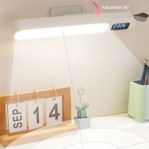Desk Lamp USB LED Clock Table Lamp Rechargeable Portable Computer Monitor Light Reading Study Office Desk Lights