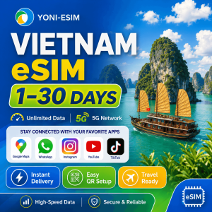 Vietnam eSIM | 5-30 Days | 5G High Speed Travel Data | Instant Email Delivery | Hotspot Supported | No Roaming Fee