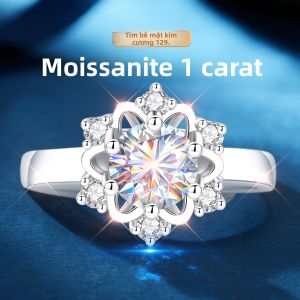 East Beauty | 1 Carat Moissanite 999 Sterling Silver Snowflake Wedding Couple Ring