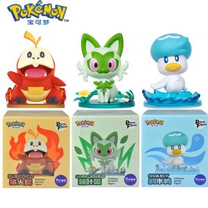 3Style Pokemon Anime Action Figures Sprigatito Fuecoco Quaxly Large size Genuine Desktop Ornaments Model Toy Birthday Gift