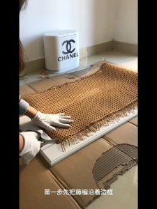 Rattan Sheet Webbing 16/24/36 Inch PE Synthetic Rotan Anyaman Terbuka Handmade DIY Decoration