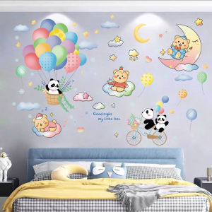 Adorable Cartoon Bear Balloon Room Wall Stickers Welcome Children Nursery Decorative Waterproof PVC Wall Decals for Kids Room