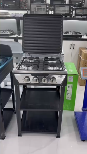 4 Burners Gas Stove with Cover Portable Outdoor Stove with Removable Storage Stand Heavy Duty Propane Gas Cooker for Indoor Outdoor
