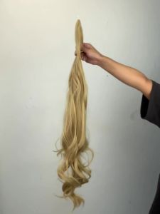 30Inch Dài Nhiều Lớp Tóc Tổng Hợp Màu Đen Tóc Vàng Linh Hoạt Quấn Quanh Đuôi Ngựa Kẹp Trong Kết Cấu Xoăn Bộ Tóc Giả 120 Gam/cái