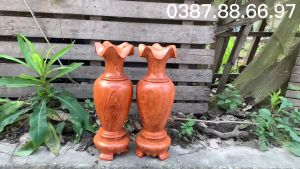 Lục bình trơn cao 40 50cm chất liệu gỗ hương nguyên khối cực đẹp