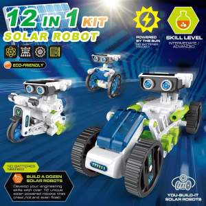 12-in-1 Solar Robot Kit for Kids Solar & Battery Powered STEM Educational Building Toys DIY Science Experiment Projects Birthday Gifts