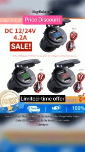 COD OTOHEROES USB Cas Charger Motor 2 Port 4.2A with LED Display Voltmeter - Y451