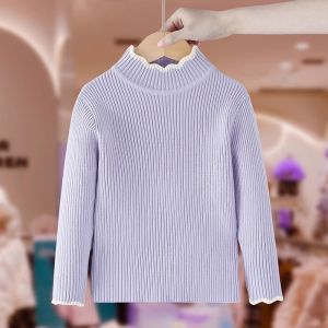 Áo Len Dệt Kim Cổ Tròn Thời Trang Cho Bé Gái Mùa Thu Đông Thường Ngày Thoải Mái Mềm Mại Phong Cách Hàn Quốc Dài Tay Màu Trơn