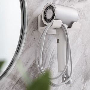 Bathroom Wall Mounted Hair Dryer Holder Plastic Storage Rack No Drilling Required Home Use Organizer for Toiletries And Accessories