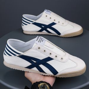 Ice Silk Casual Shoes Breathable Thin Soft Bottom Mens Anti-Odor Lightweight Fashionable Summer Sneakers Flat Heel round Toe