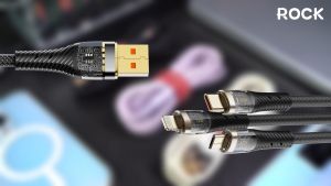 Rock Space G20 3-in-1 USB Cable 100W Fast Charging Type C Micro IP PD Cable