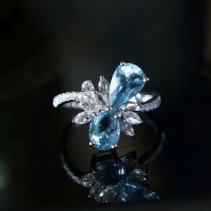 Montagne Jewelry (Deposit Link) Total Price 3700SGD 18K Pure White Gold Ring Diamond Inset Fine Jewellery Natural Gem 2.69 Carat Santa Maria Color Aquamarine Ring