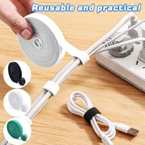 Nylon Hook Loop Cable Straps Reusable Fastening Tape Cable Ties Cord Organizer Double-Sided Hook and Loop Self-adhesive Tape