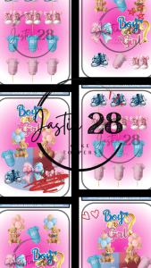 Gender Reveal Cake and Cupcakes Toppers (Machine cut Waterproof) Gender Reveal Boy or Girl Birthday Party Decorations