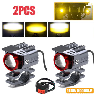 Erruson 160W 50000LM Motorcycle light For Motorbike Off-road Front Auxiliary 6000k/3000k Super Bright Mini Driving Led Headlight