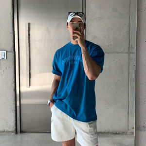Ssumenam | Embroidered Letter Summer Loose Retro Korean Style Short Sleeve T-Shirt