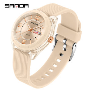 SANDA Quartz Watch for Women Waterproof Auto Date Week Elegant Luxury Ladies Wristwatch Waterproof Analog Womens Watches