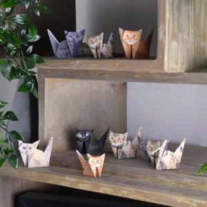 Cats Handmade DIY Paper Creative DIY Paper Cat Dog Dinosaur Folding Animal Folding Craft Paper Set for Home Decoration Gifts
