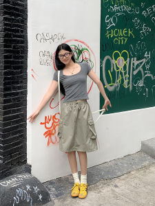 Red Celebrity A-Line Mini Skirt Womens Workwear Style Mid-Length Slimming Short Size Cotton Polyester Blend Commute Simple Low Waist