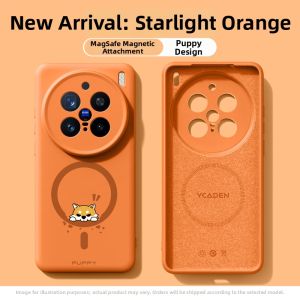 Shockproof Magnetic Orange Liquid Silicone Phone Case for vivo x200 Models