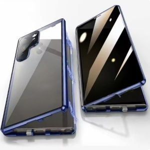 LS | For Samsung Galaxy S26 S25 S24 S23 S22 Ultra Plus Magnetic Case 360 ° Protection Anti Peeping Double Sided Glass Buckle Bumper