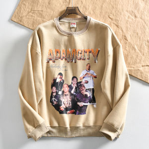 Áo Nỉ Cổ Tròn Dày Dặn Bằng Cotton Lót Lông Cừu Rộng Rãi Phong Cách Mỹ Cổ Điển Thời Trang Thu Đông Dành Cho Nam