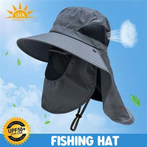 Mens Outdoor Fishing Hat Sun Protection Large Brim Neck Protection Multi-Functional Sun Hat Face Covering Cap Summer
