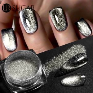UR SUGAR 0.3g/Box Silver Moon Cat Powder Blue Purple Cerise Sparkling Magnet Cat Effect Chrome Pigment Dust UV Gel Polish Nail Art Decorations