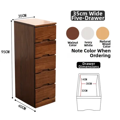 HENGDEMU | Solid Wood Thin Gap Storage Cabinet Drawer Style Narrow Chest