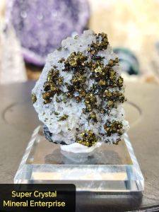 Natural Precious Chalcopyrite with Calcite Crystal Druzy Ornament X15 #Crystal #homedecor