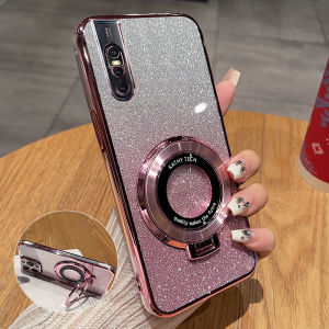 Vivo X27 pro Full Cover Anti-Fall Transparent Silicone Soft Shell Case with Stand Glitter Dust Womens Model V1829A Protective Cover