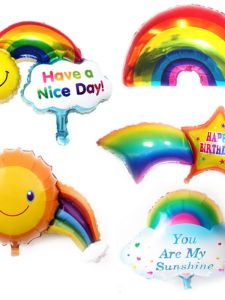 Baloon Alu Rainbow Smiley Cloud White Birthday Baby 100 Days Celebration Cartoon Party Decor Baloon in Standard Color 18 Inch