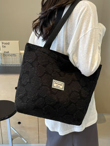 Retro Ladies Commuter Tote Bag Simple Large Capacity Fashionable Single Shoulder Handheld Bag Casual Canvas Shopping Bag