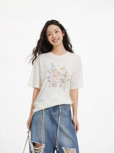 Hotwind | Womens Lyocell Loose Short Sleeve Summer New Printed Sheer T-Shirt