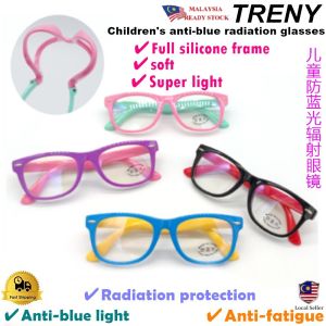 TRENY Anti Blue Light Kids Computer Glasses Screen For Boys Girls Silica Gel Gaming Spek Cermin Mata Silau UV400 Radiation