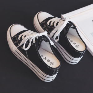 Casual Canvas Shoes Womens Thick Bottom Platform Slip-On Sneakers Increased Height Spring Season Low Top Lazy Shoes
