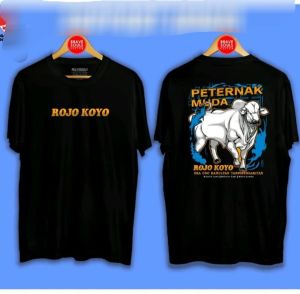 Kaos komunitas ternak sapi-Peternak Muda-Desain Rojo koso-Sapi putih
