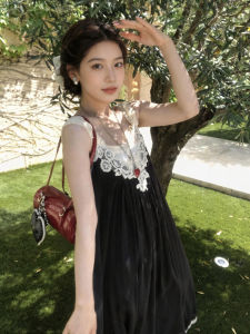 Karrar betsey | Black Lace Camisole Dress Two-Piece Style Summer Vacation