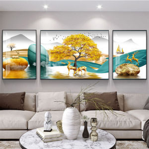 Living Room Decorative Painting Sofa Background Wall Mural Modern Minimalistic Abstraction Crystal Porcelain Diamond Painting Elegant Triptych Hanging Picture