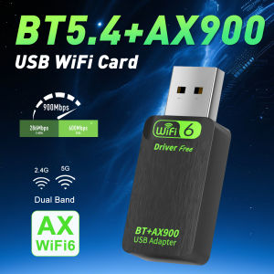 Kebidumei | USB WiFi 6 AX900 Bluetooth 5.4 Adapter 2in1 Dongle 2.4G&5GHz USB WiFi Network Wireless Wlan Receiver For PC/Laptop Driver Free