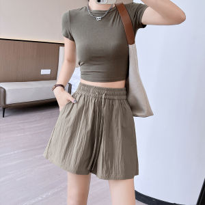 miiow | Ice Silk Yamamoto Shorts Womens Summer Thin High Waist Loose Casual Quick Dry Pants Straight Leg Loose Fit Natural Waist