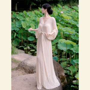Elegant White Knot Dress Autumn Winter Chilly High End Vacation Style New Chinese Zen Fashion High Waist A-Line Skirt Dress