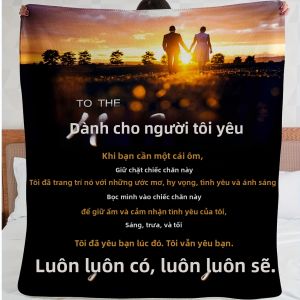 VIKAMA Ngày Lễ Tình Nhân Cặp Đôi Hình Bóng Lúc Hoàng Hôn Bài Thơ Tình Yêu Thảm Mềm Mại 100% Polyester Quà Tặng Cho Bạn Trai Mối Quan Hệ Tình Cảm Đường Dài