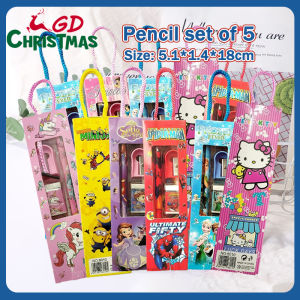 GD Christmas Pencil Characters 5 in 1 Study Set Student Gift Portable Stationery Set Gift Box Present Gift Pencil