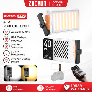 ZHIYUN FIVERAY M40 Video Light 40W Portable Camera Light Photography Lighting LED Fill Light Studio Light Pocket Light 14000 Lux CRI/TLCI 96+ 2700-6200K