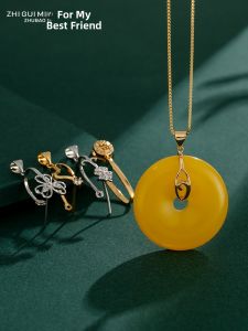 18K Gold Plated DIY Accessories Safe Buckle Pendant Drop Earrings Jadeite Embellished Vintage Clasp Material for Crafts