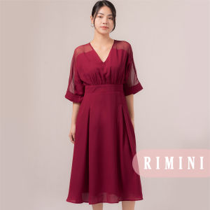 RIMINI - Dress Wanita Pesta Berlengan Vneck Midi XS-L - Evora Dress - 887637-1