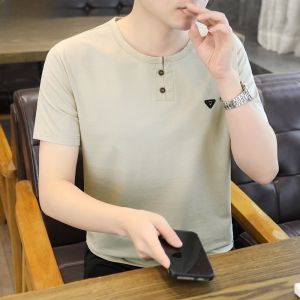 HENGYUANXIANG | Hengyuanxiang Mens Short Sleeve T-Shirt Casual Retro Chinese Style Base Shirt Summer Breathable Thin Cotton Polyester Blend