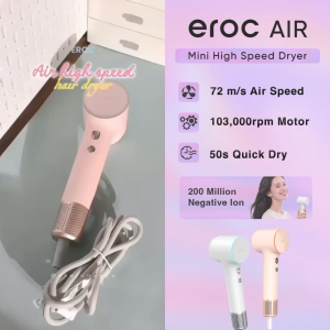 EROC Air High-Speed Hair Dryer 1200W | 72m/s Fast Airflow | Hot & Cold | Lightweight Compact Design