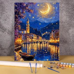 Bandai | Bộ Tranh Acrylic Vẽ Theo Số Thị Trấn Ven Biển - Tranh Nghệ Thuật Tự Làm Trang Trí Tường Phòng Khách Đồ Dùng Sáng Tạo Bộ Vẽ Tranh